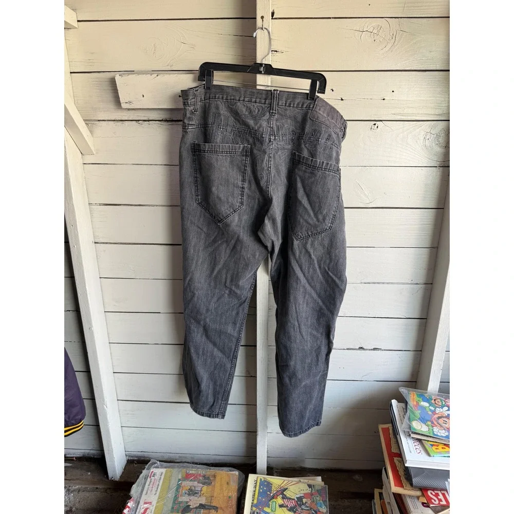 Rocawear Mens Original Fit Baggy Jeans Black Faded Embroidered Logo Y2K Denim